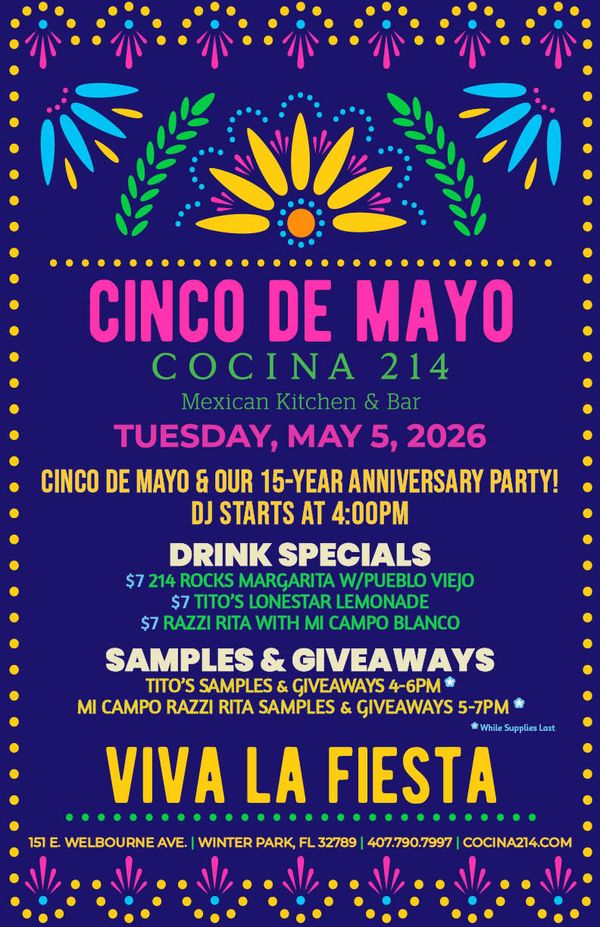 image from Celebrate Cinco de Mayo and our 15-Year Anniversary at Cocina 214!
