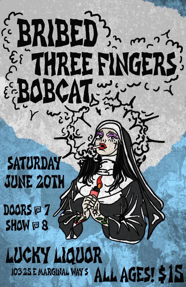 Flyer for Bobcat show on 06/20/2026 at Lucky Liquor