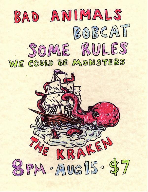 Flyer for Bobcat show on 08/15/2019 at the Kraken