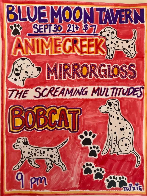 Flyer for Bobcat show on 09/30/2017 at Blue Moon Tavern