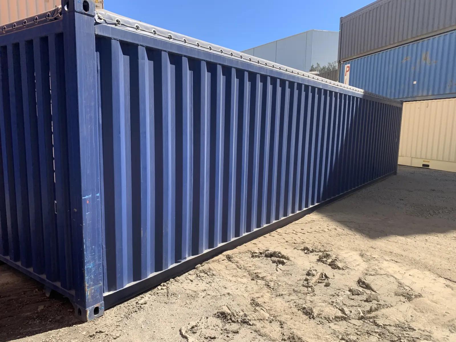 40ft Open Top Shipping Container w' Tarp And Bows & Timber Floor