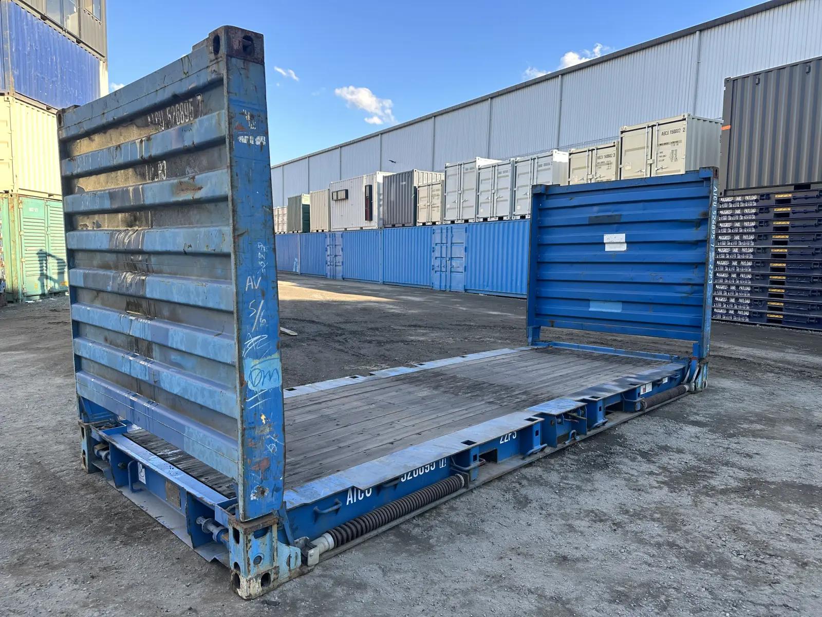 Used 20ft Flat Rack w' Collapsible Ends