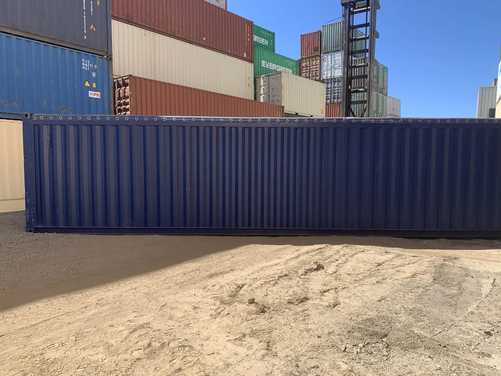 40ft Open Top Shipping Container w' Tarp And Bows & Timber Floor