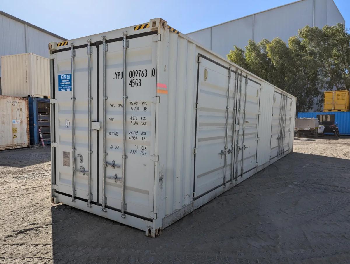 40ft High Cube Shipping Container w' Partial Side Opening (2 Sets of Side Doors)