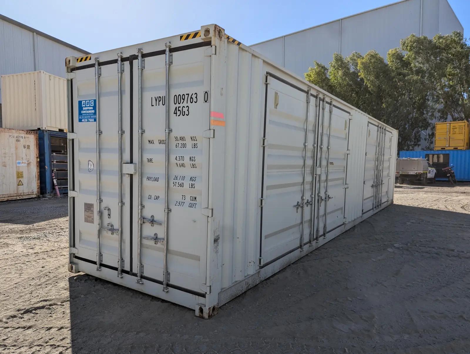 40ft High Cube Shipping Container w' Partial Side Opening (2 Sets of Side Doors)