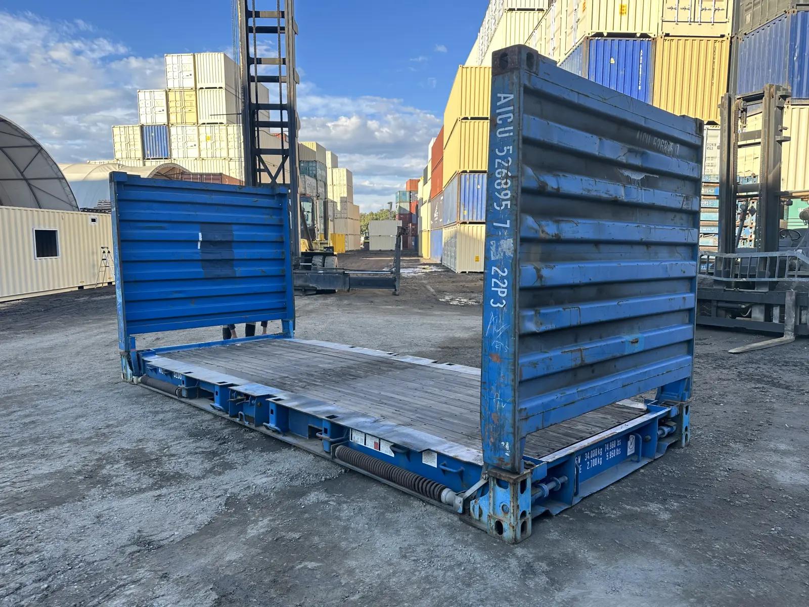 Used 20ft Flat Rack w' Collapsible Ends