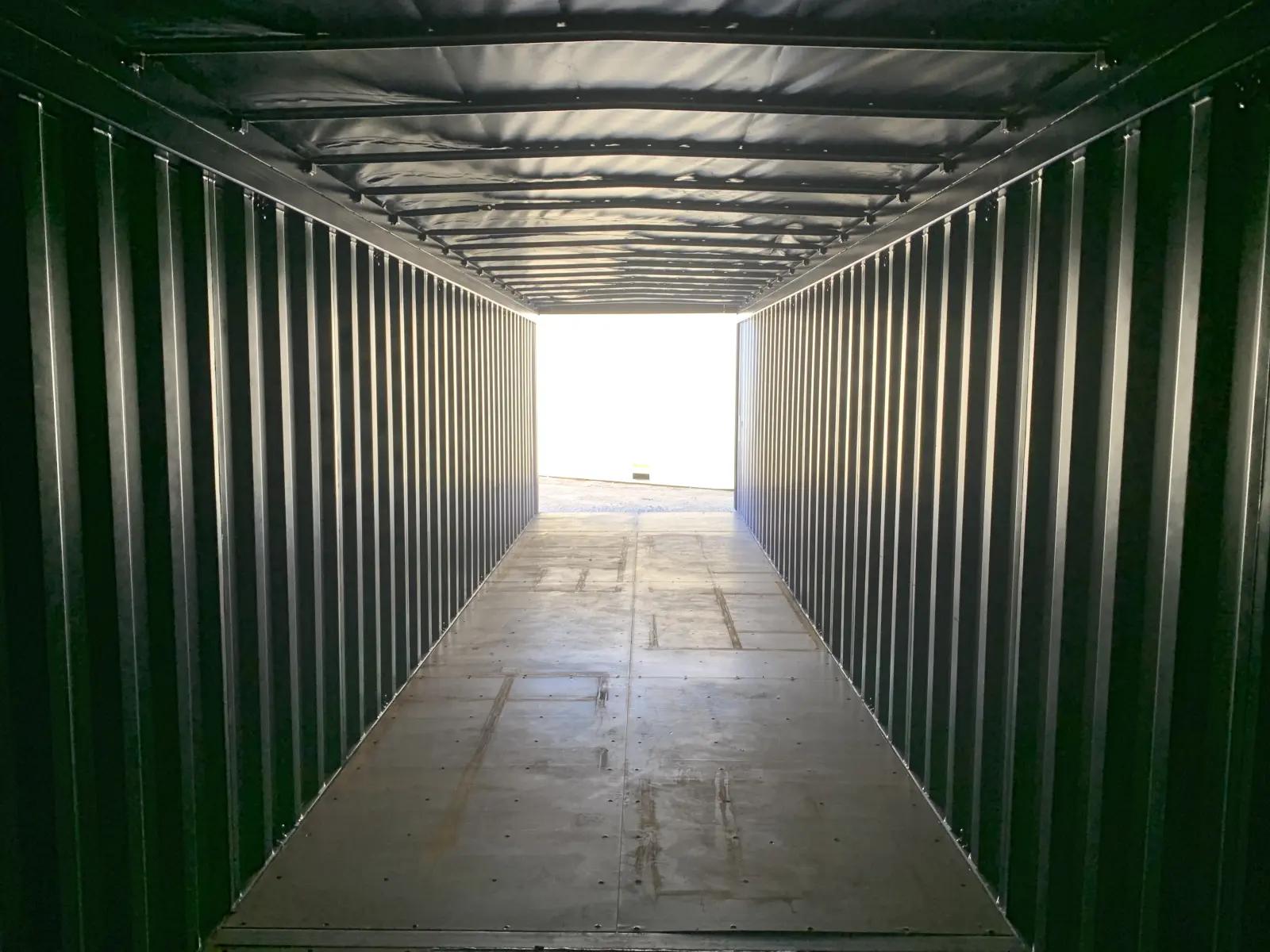 40ft Open Top Shipping Container w' Tarp And Bows & Timber Floor