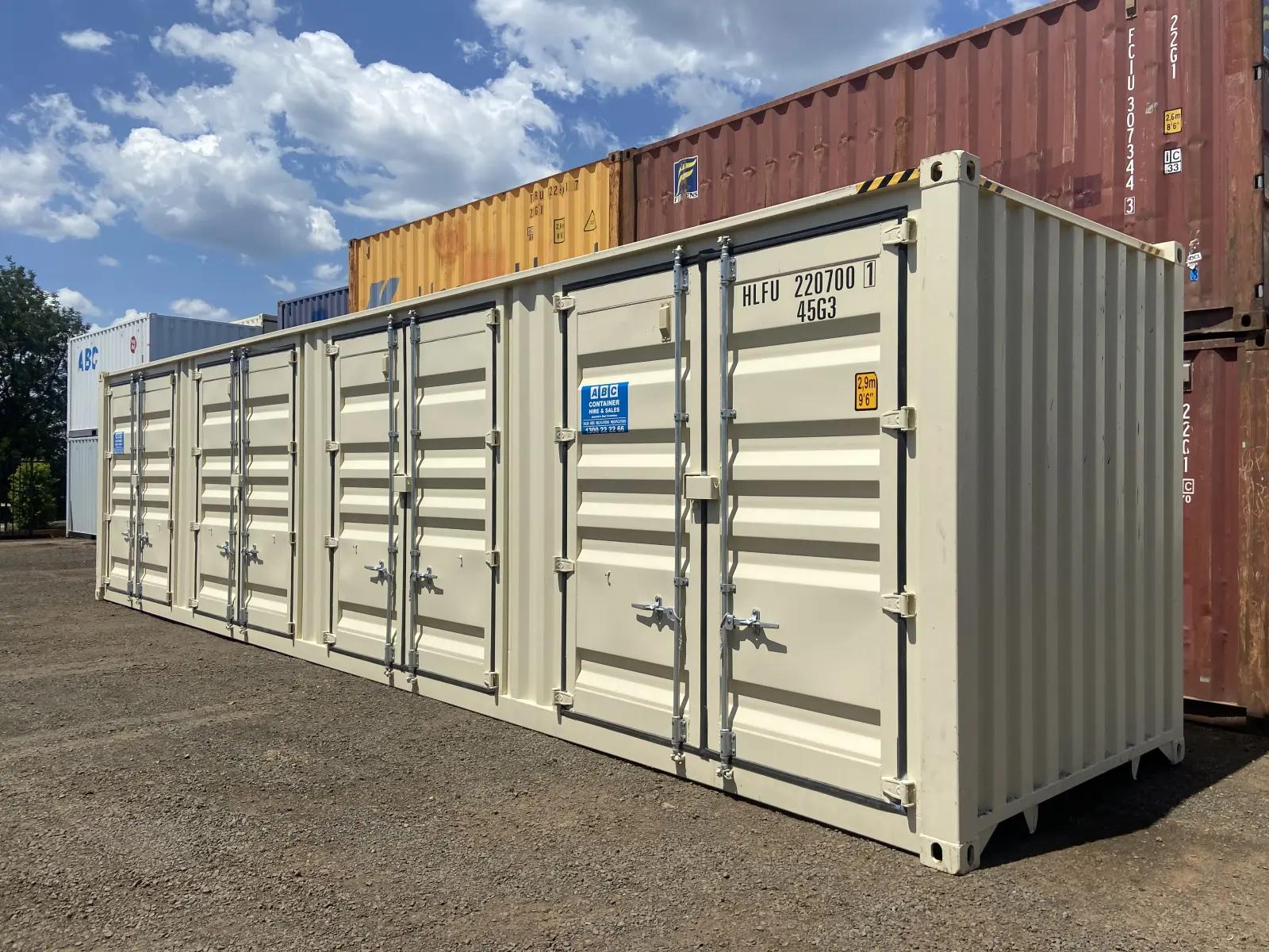 40ft High Cube Shipping Container w' Side Opening (4 Sets of Side Doors)