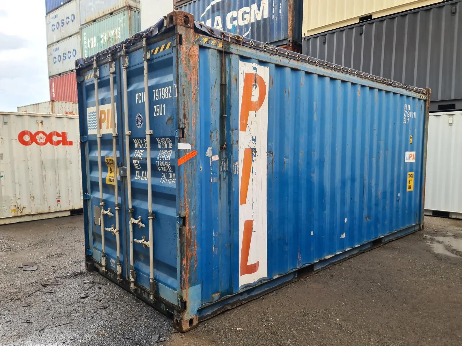 Used 20ft High Cube Open Top Container w' Tarp And Bows