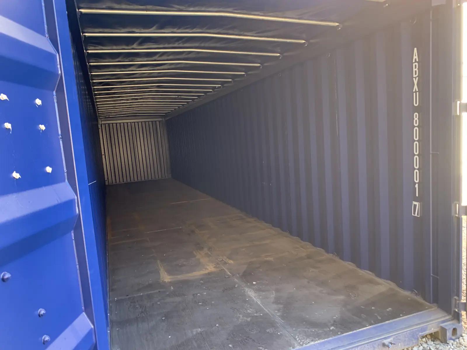 40ft Open Top Shipping Container w' Tarp And Bows & Timber Floor
