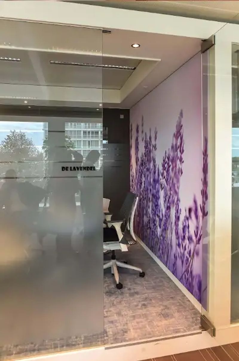 Systeemwand met fotobehang (lavendel)