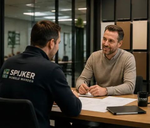 Spijker BV adviseur tijdens advies en inmeten van projectwand op locatie