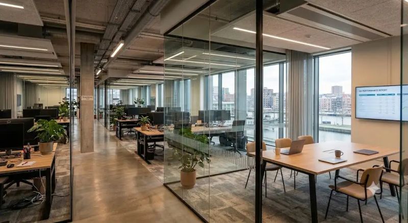 Glazen wand in open kantoor — Amsterdam