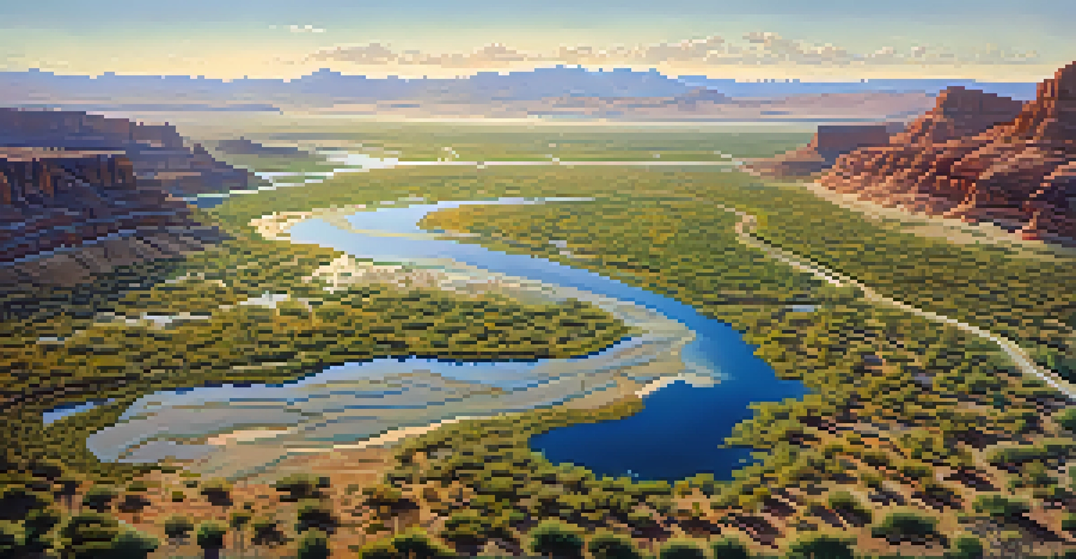 An aerial view of Utah's diverse ecosystems, including deserts, wetlands, and forests, showing contrasting colors and patterns.