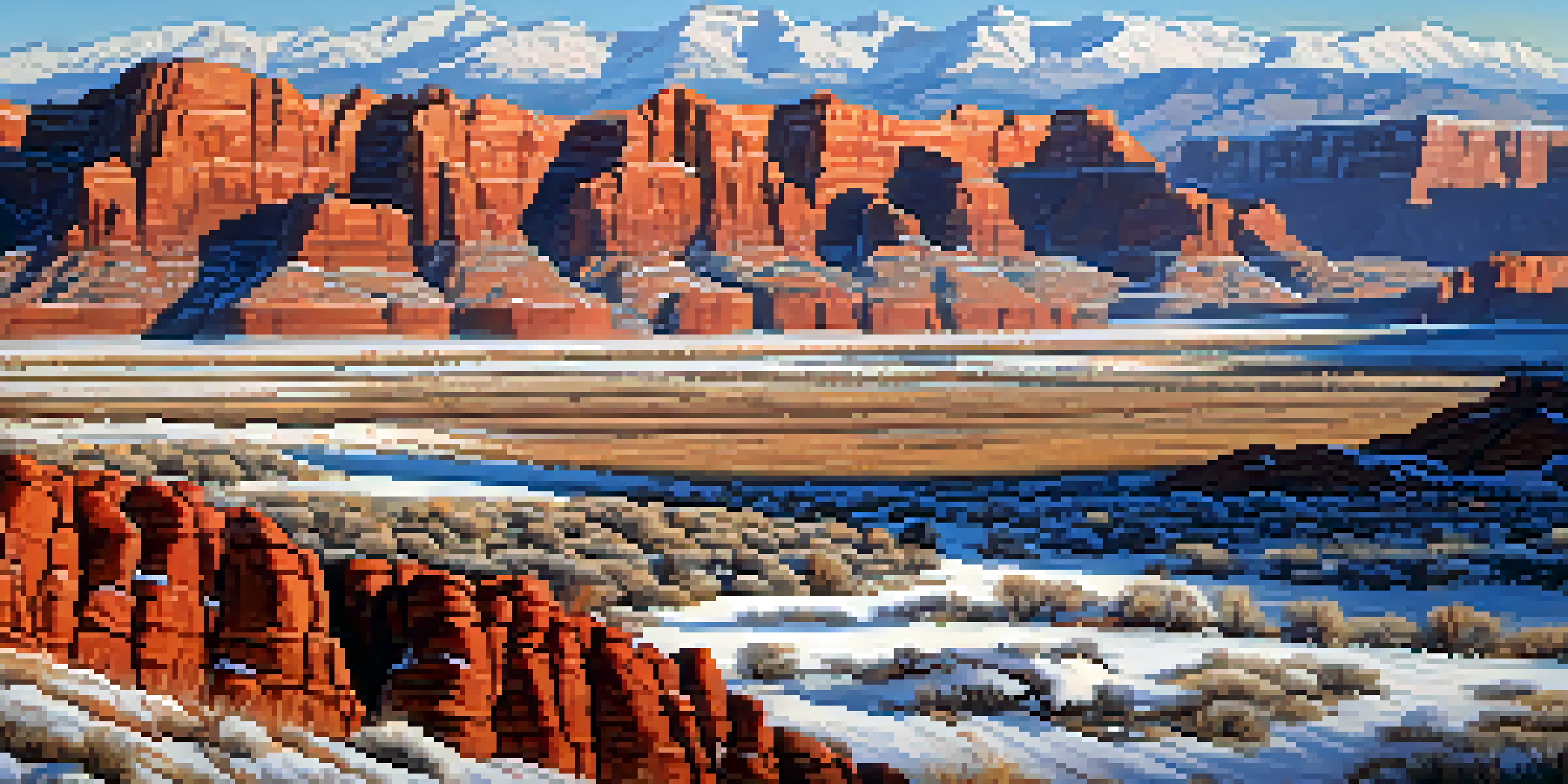 A wide view of Utah's landscape, highlighting deserts and mountains under a sunny sky.