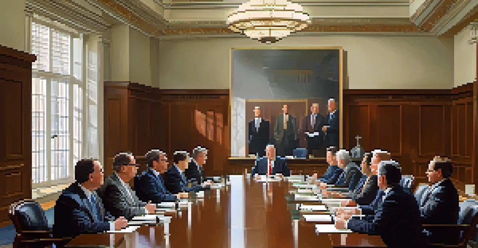 Inside a legislative committee meeting with diverse legislators discussing a bill around a long table, illuminated by natural light.