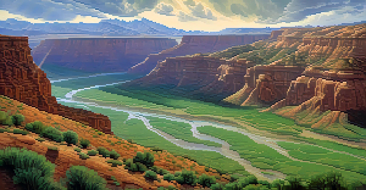 A split view showing Utah's landscape affected by varying precipitation, with lush green on one side and dry land on the other.