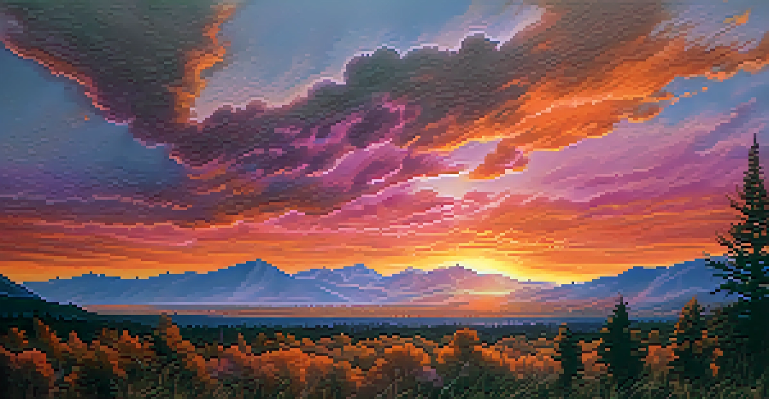 A sunset over Utah mountains with smoke from a wildfire in the distance, showcasing vibrant colors and silhouetted trees.