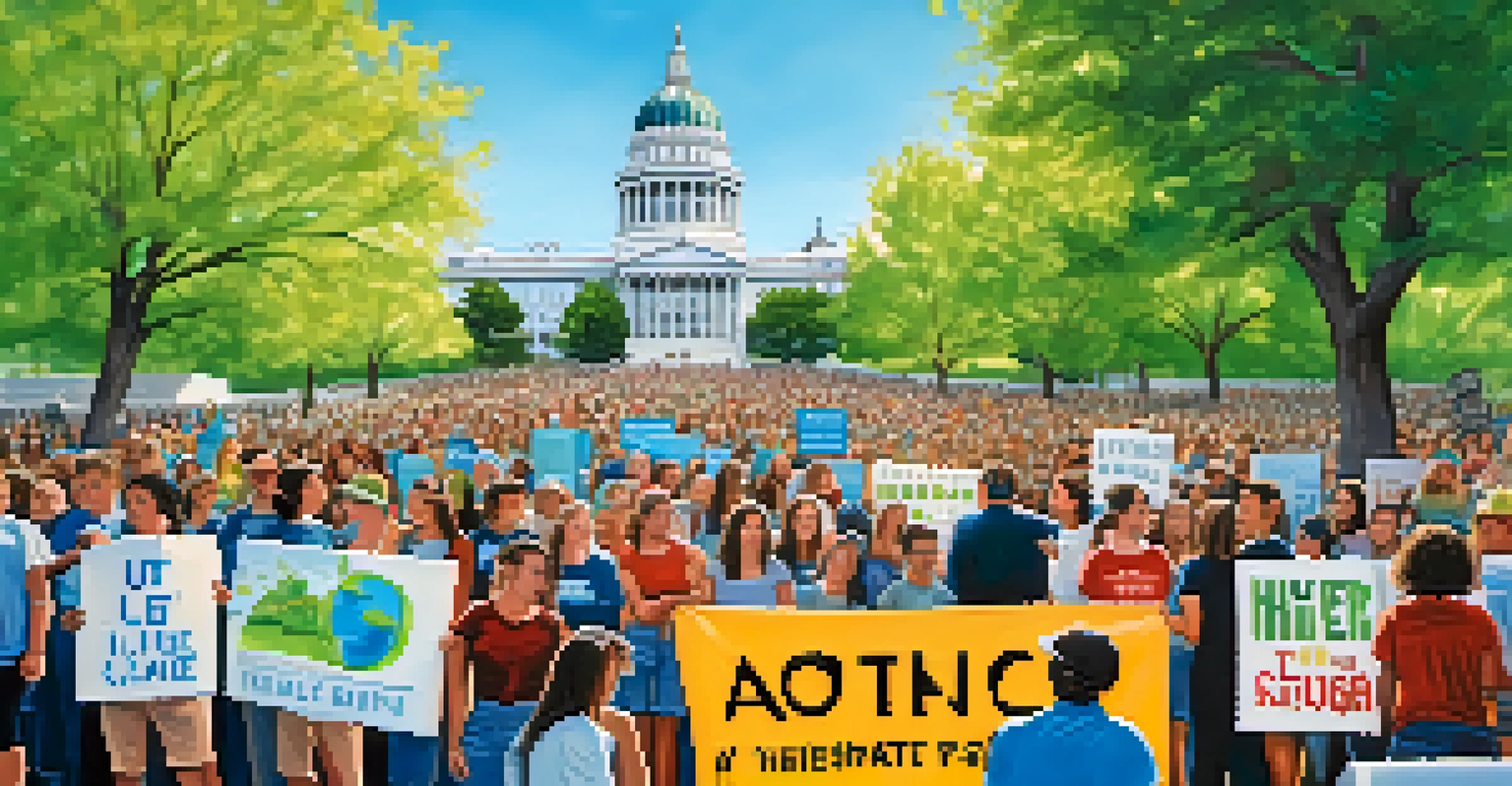 A group of young activists rallying for climate change and social justice in front of the Utah state capitol.