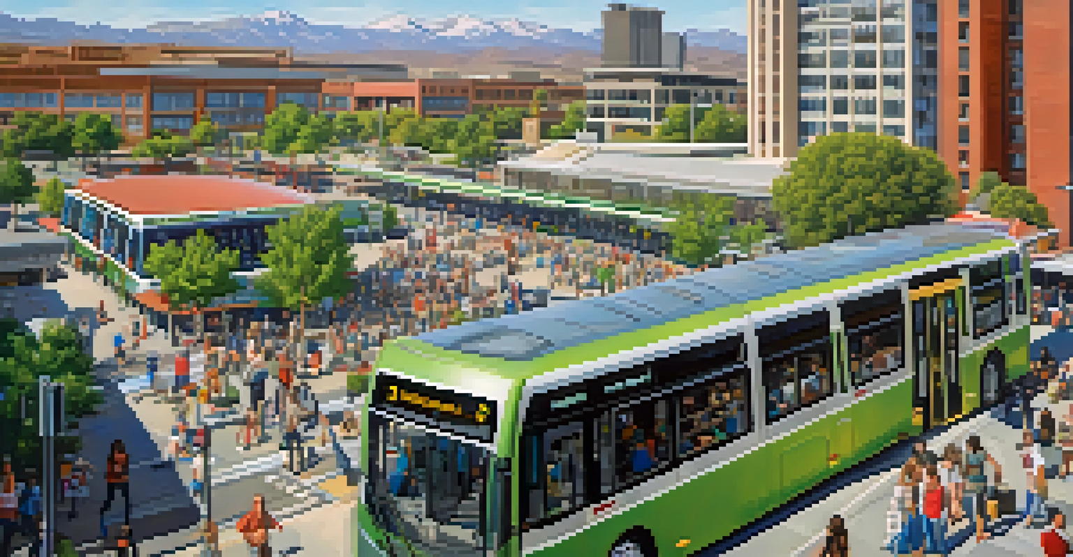 An aerial view of a busy transportation hub in Utah, showcasing public transit and surrounding urban landscape.