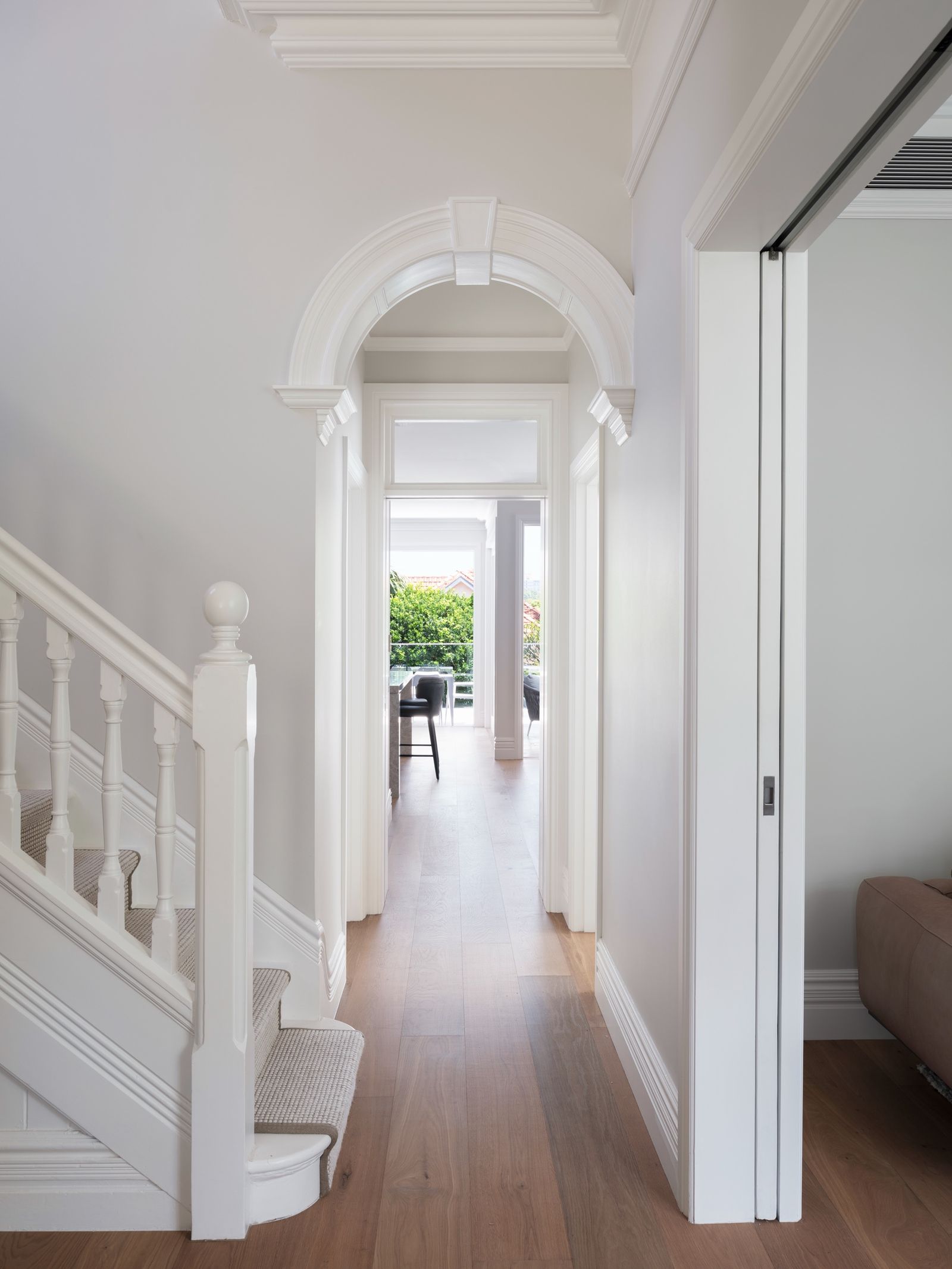 The restored Victorian archway along the entry hall