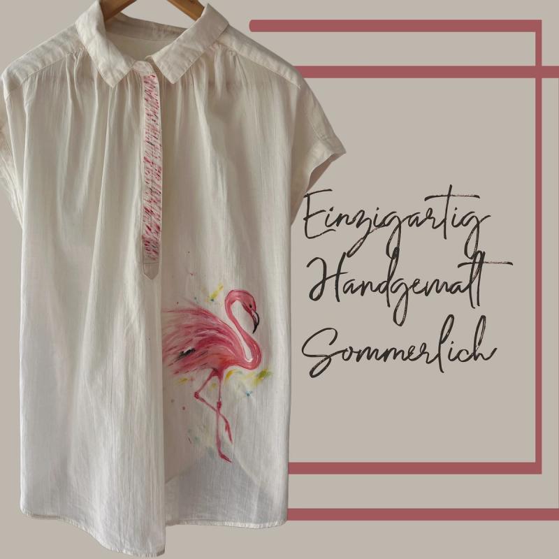 The Flamingo — Leinenbluse · Aquarell