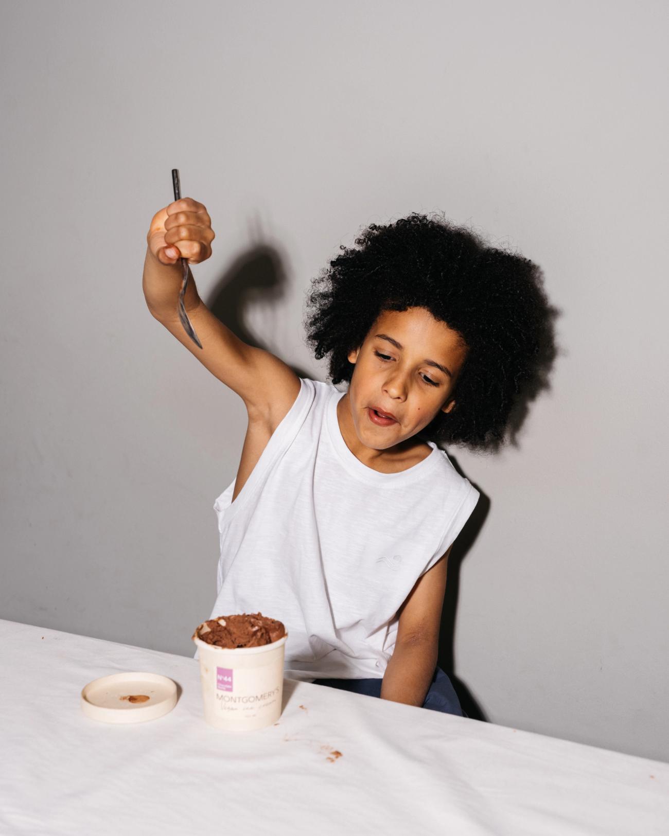 A boy eating icecream