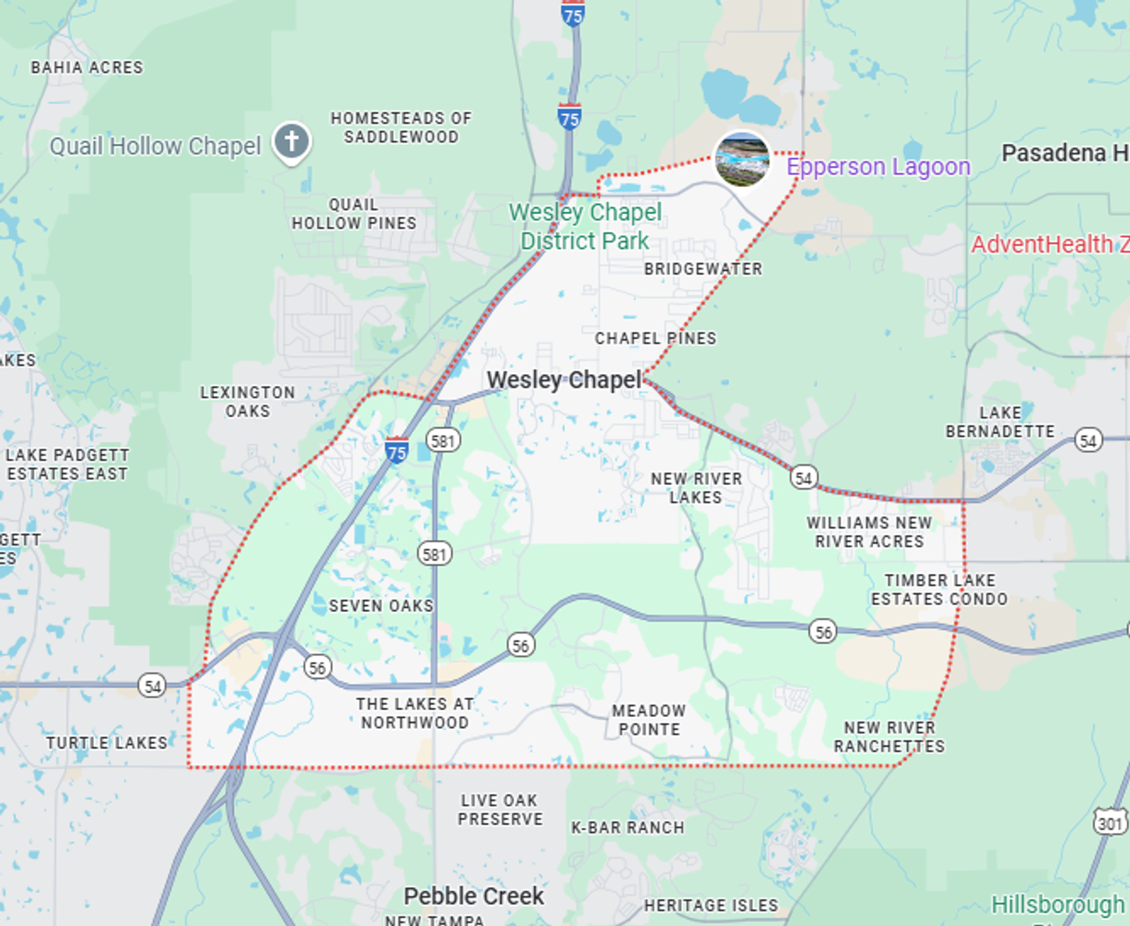 Map of Wesley Chapel