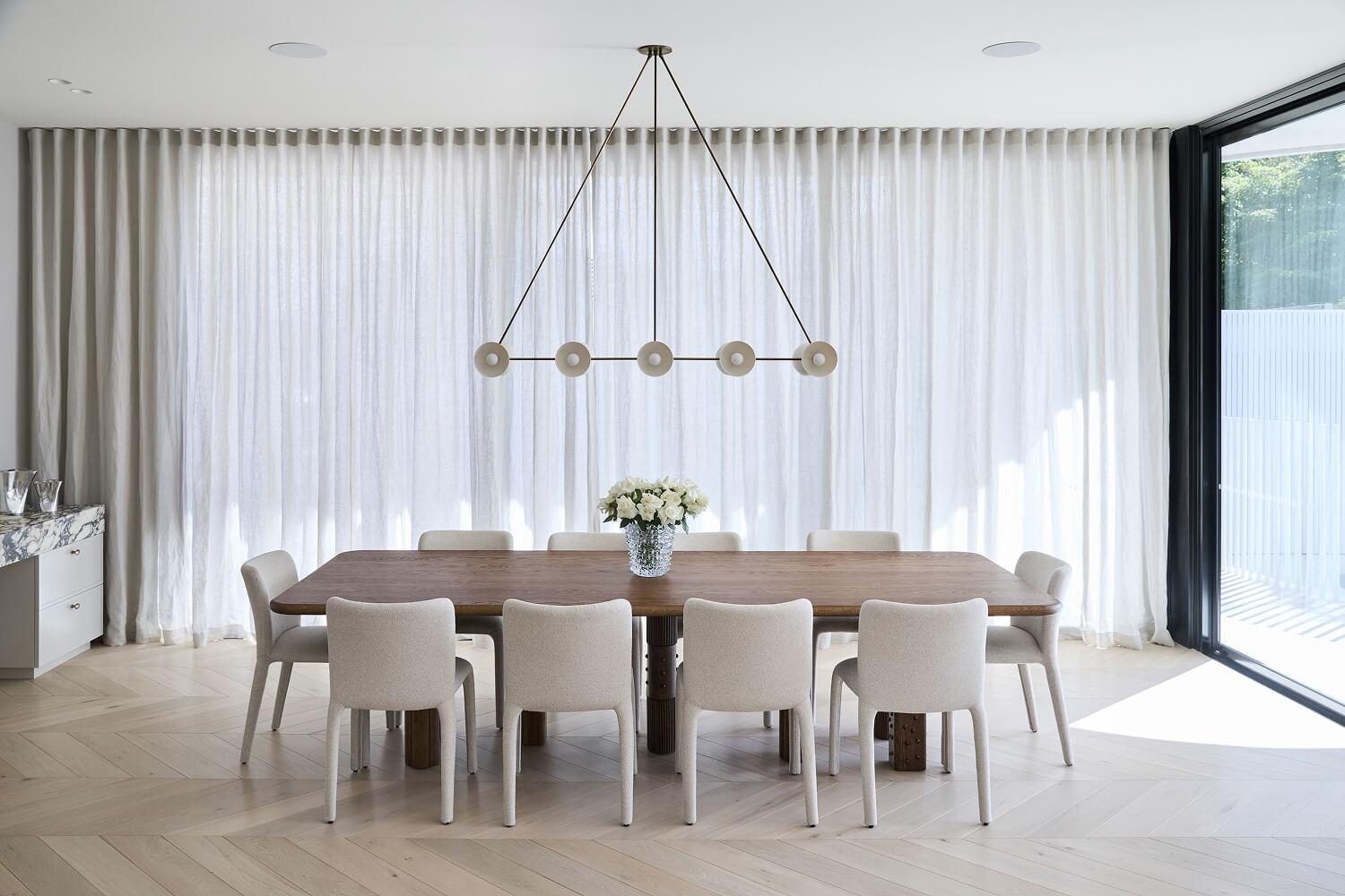 A contemporary, European inspired dining space designed by Thomas Archer in Melbourne
