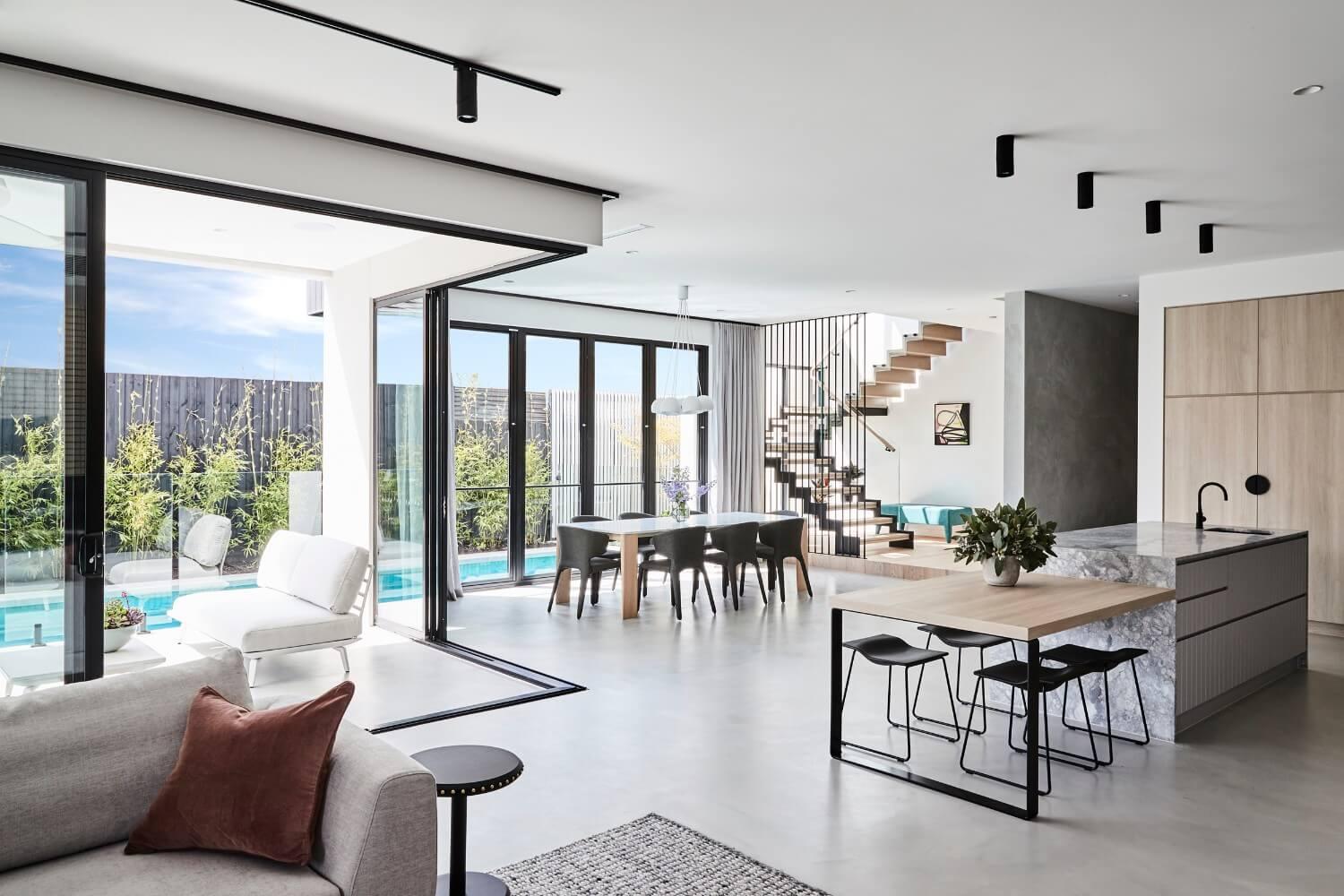 Architecturally Designed Bright Living Space With Polished Concrete Flooring