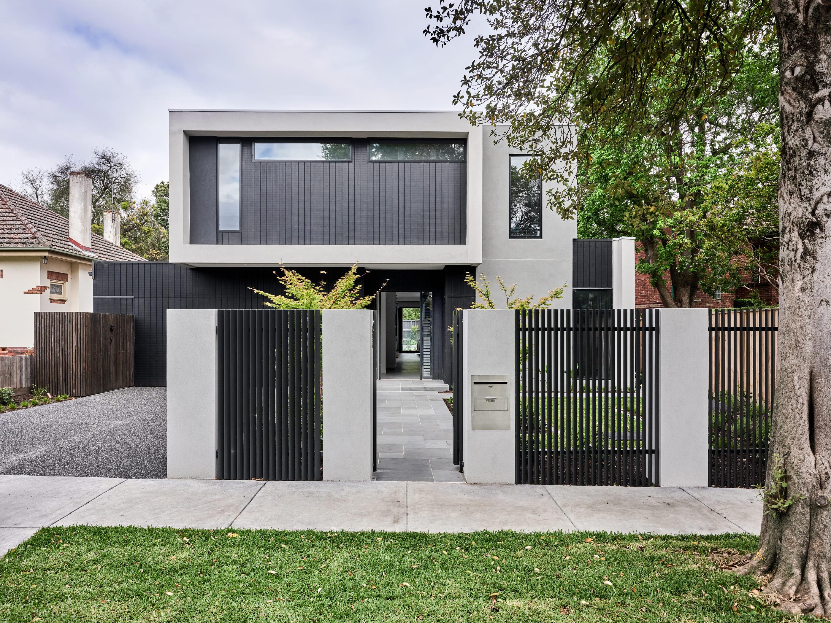 front facade of modern residence