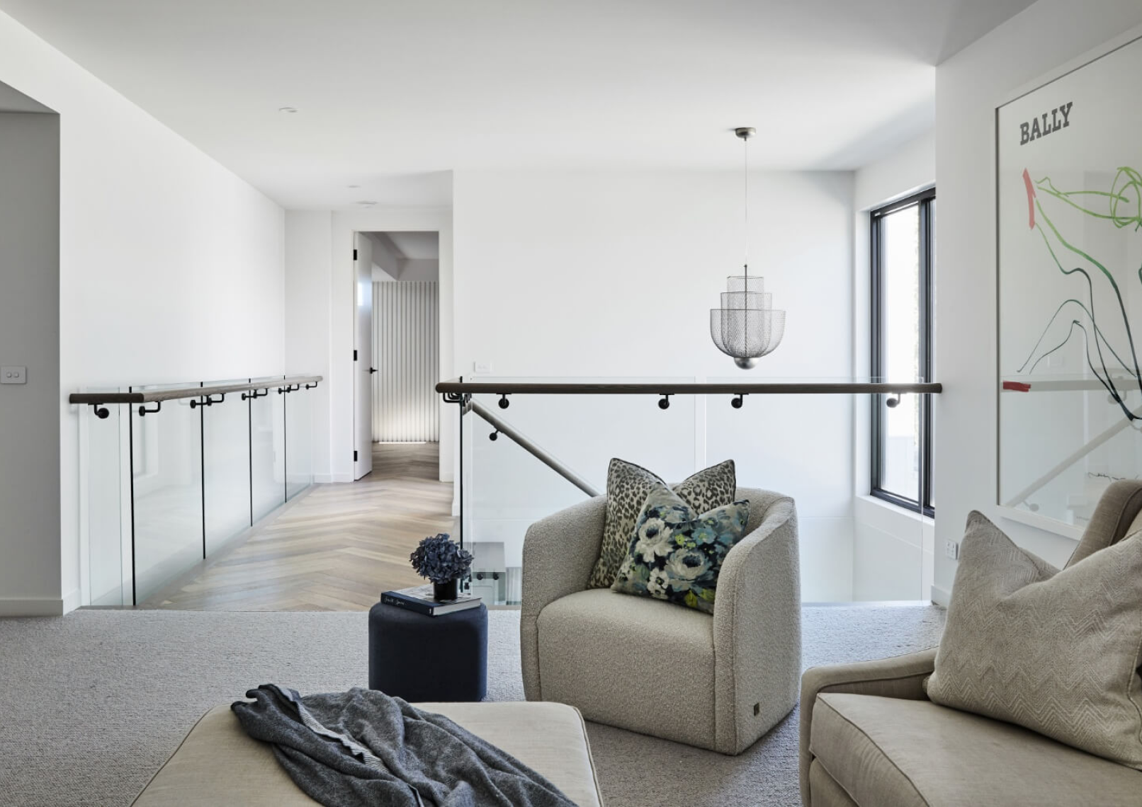 Modern Upstairs Retreat With Glass Balustrades