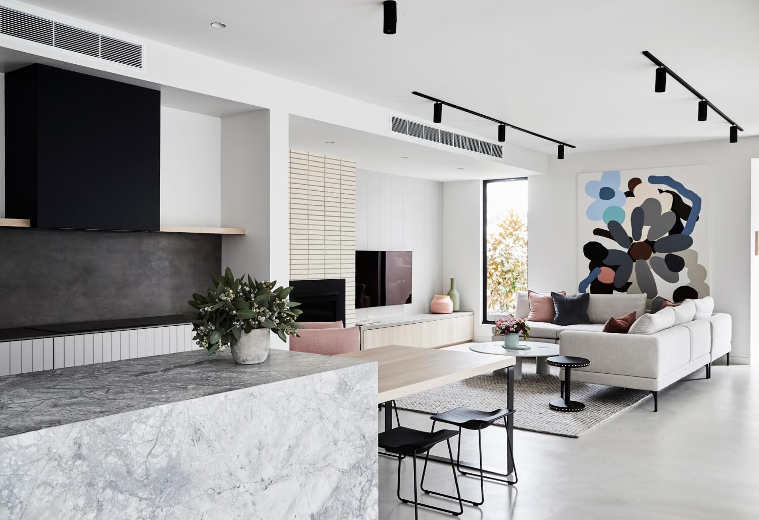 Kitchen And Living Room With Contemporary Styling