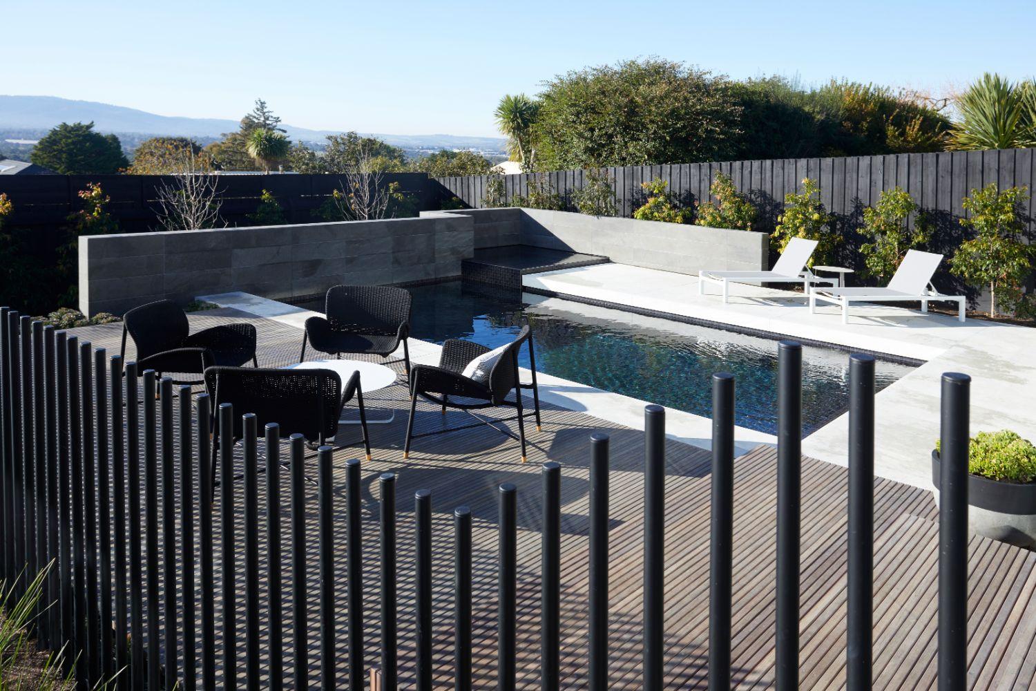 Contemporary Black Baton Pool Fencing