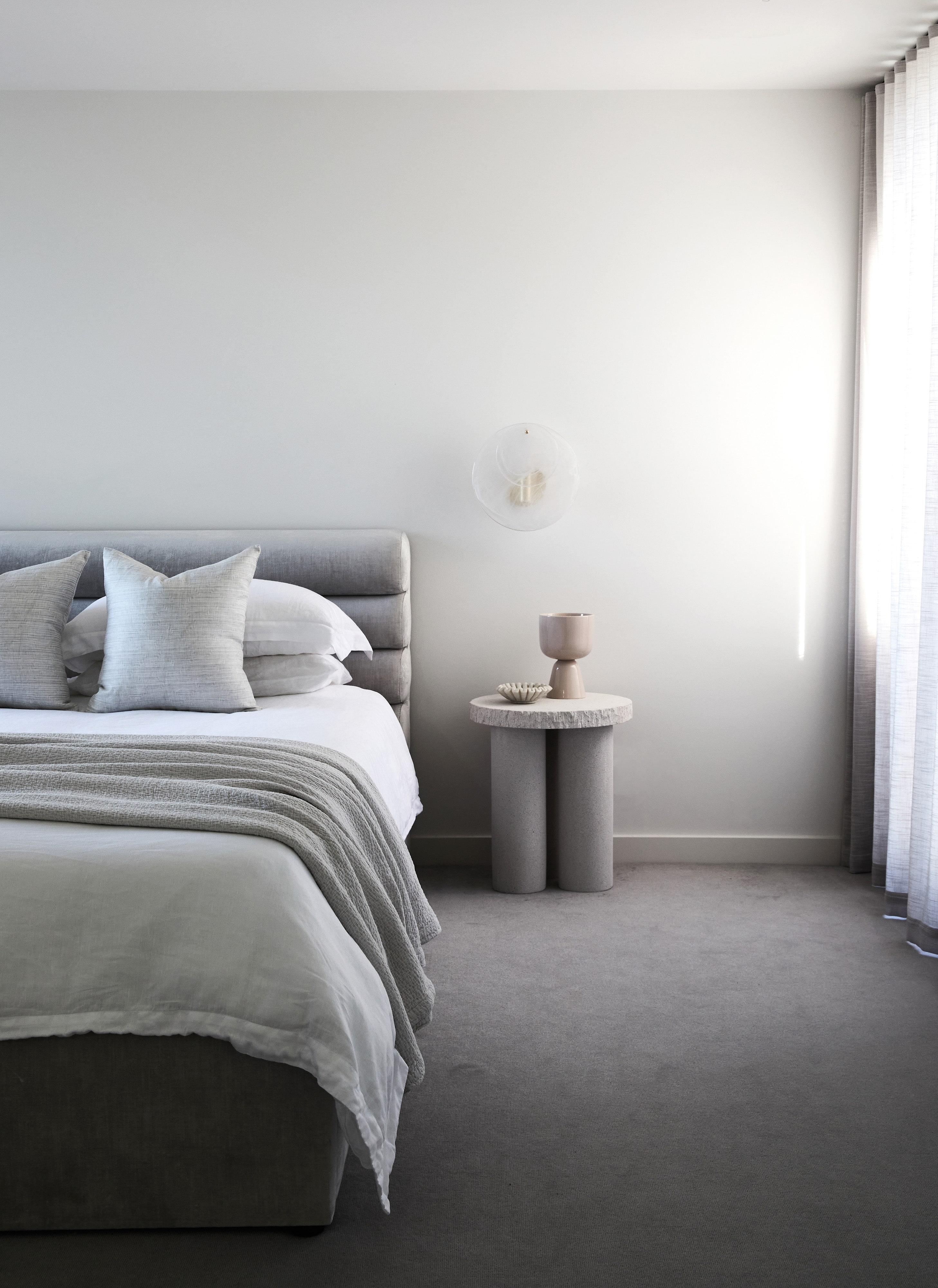 modern bedroom with grey colour palette