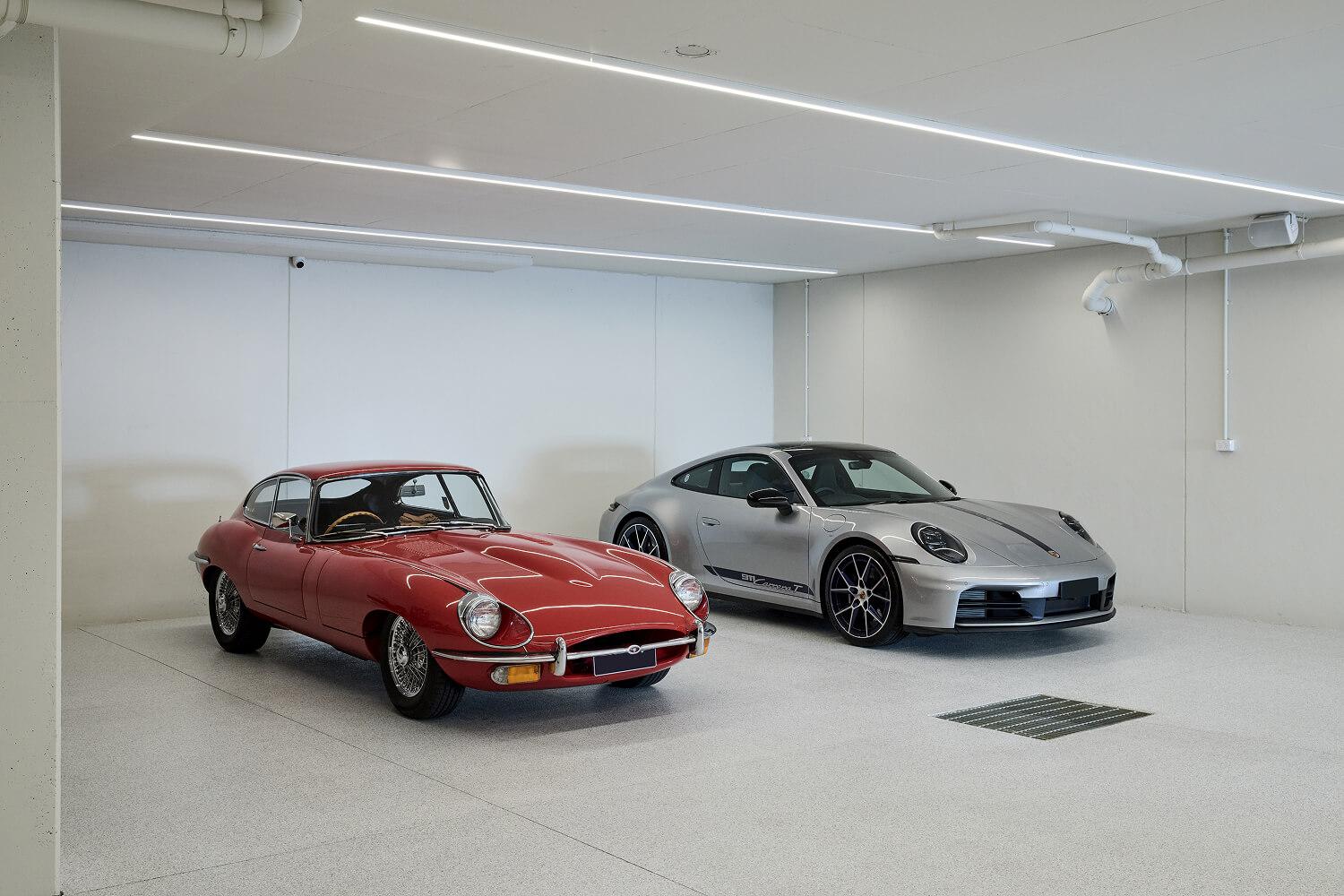Integrated basement garage of a custom architecturally designed Thomas Archer home in Melbourne.