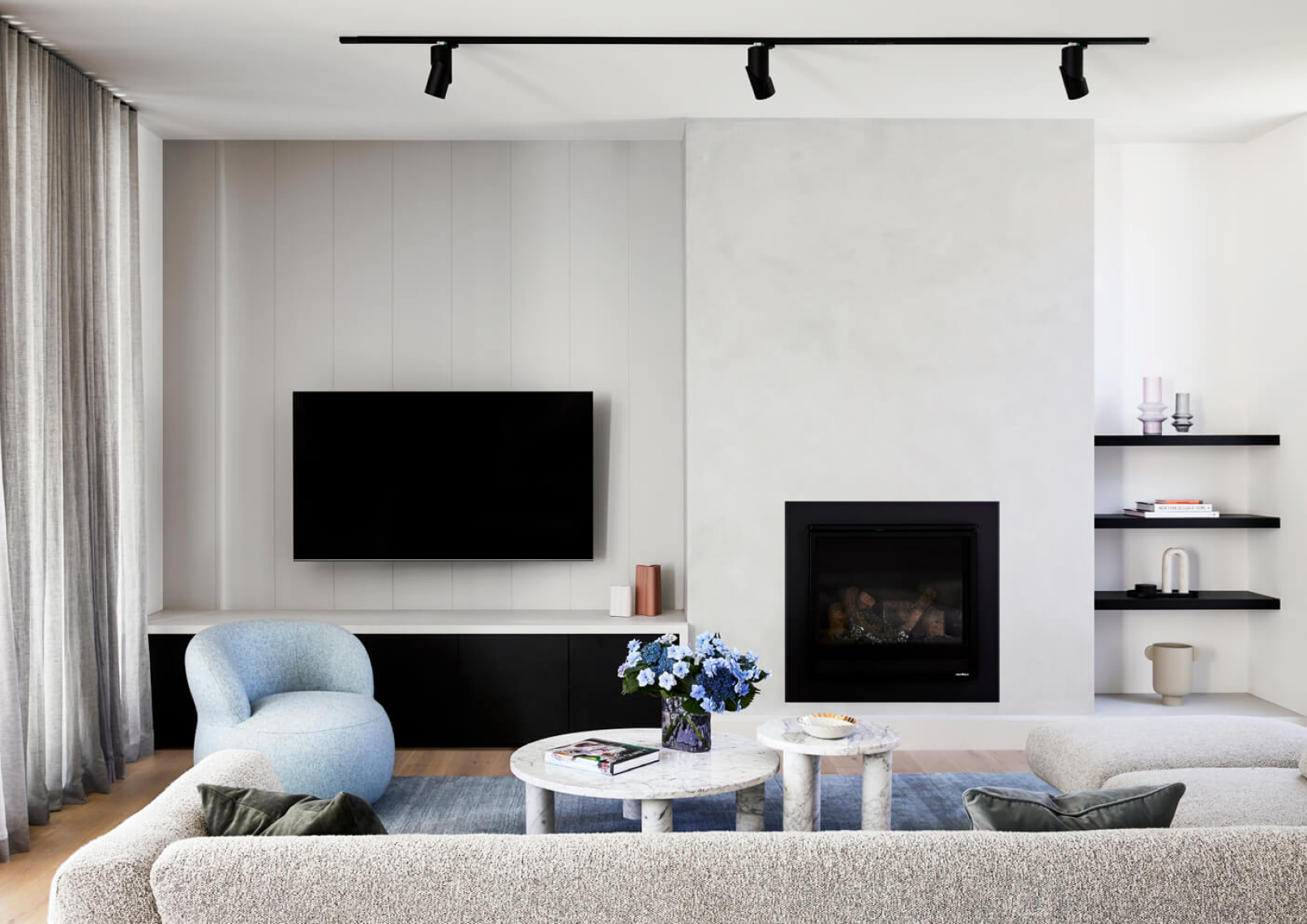 Neutral Tone Minimalist Living Area With Contemporary Furniture