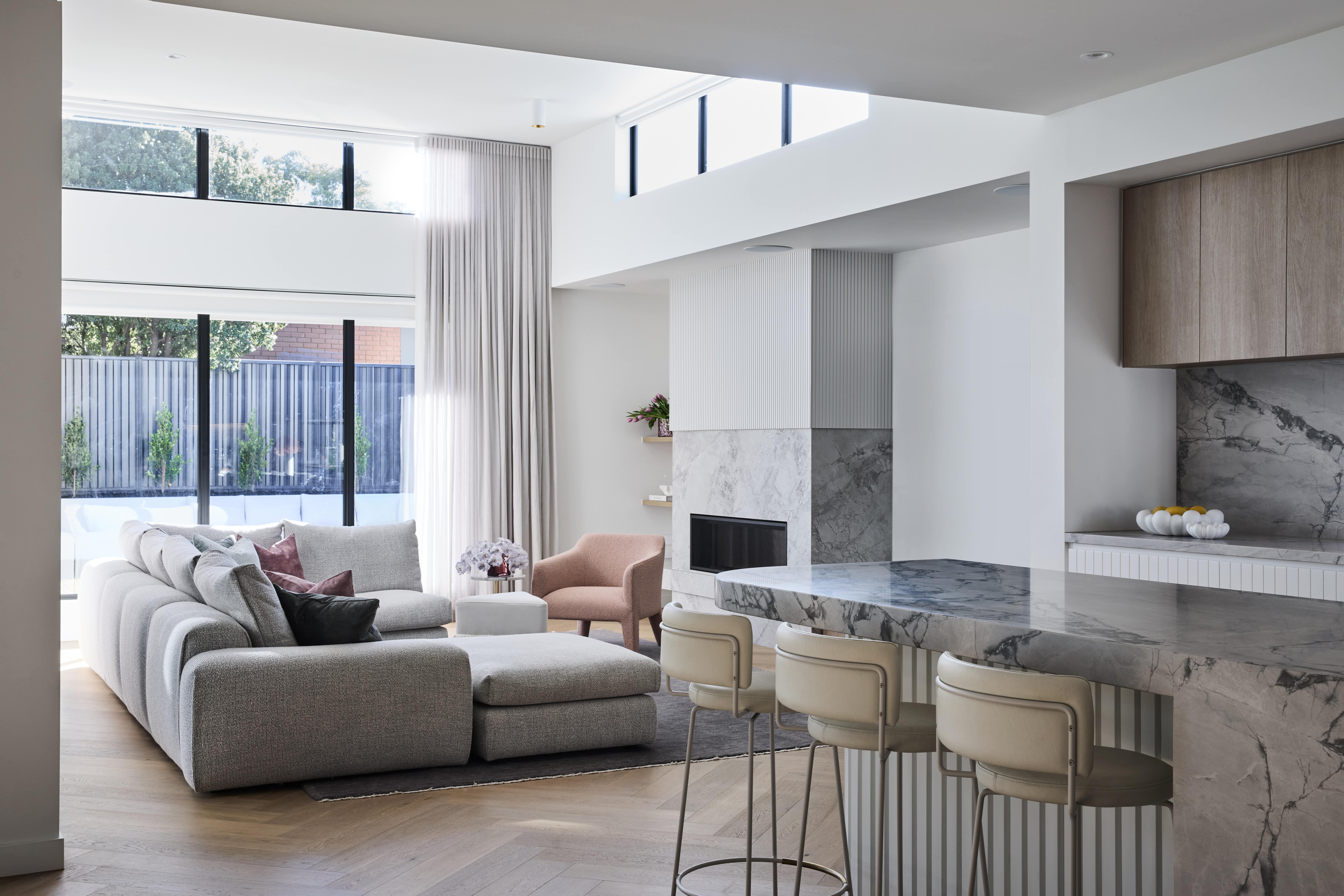Architecturally designed modern, open plan kitchen and living space by Thomas Archer 