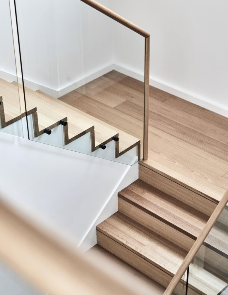 Timber Staircase With Clear Balustrade