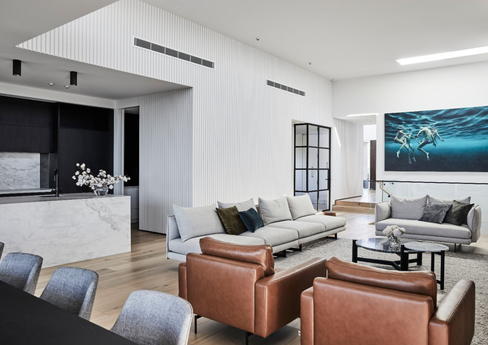 Internal Timber Cladding With High Ceiling In Living Area