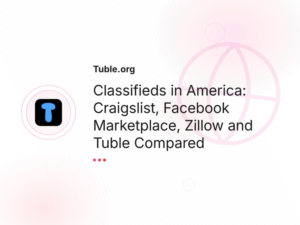 Classifieds in America: Craigslist, Facebook Marketplace, Zillow and Tuble Compared