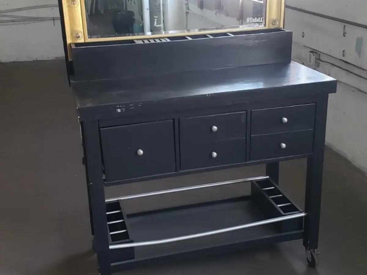 Large Heavy Duty Solid Wood Vanity Mirror With Lights Black Gold on Wheels | Interior items | Los Angeles | Ad gallery (SEO) | 2