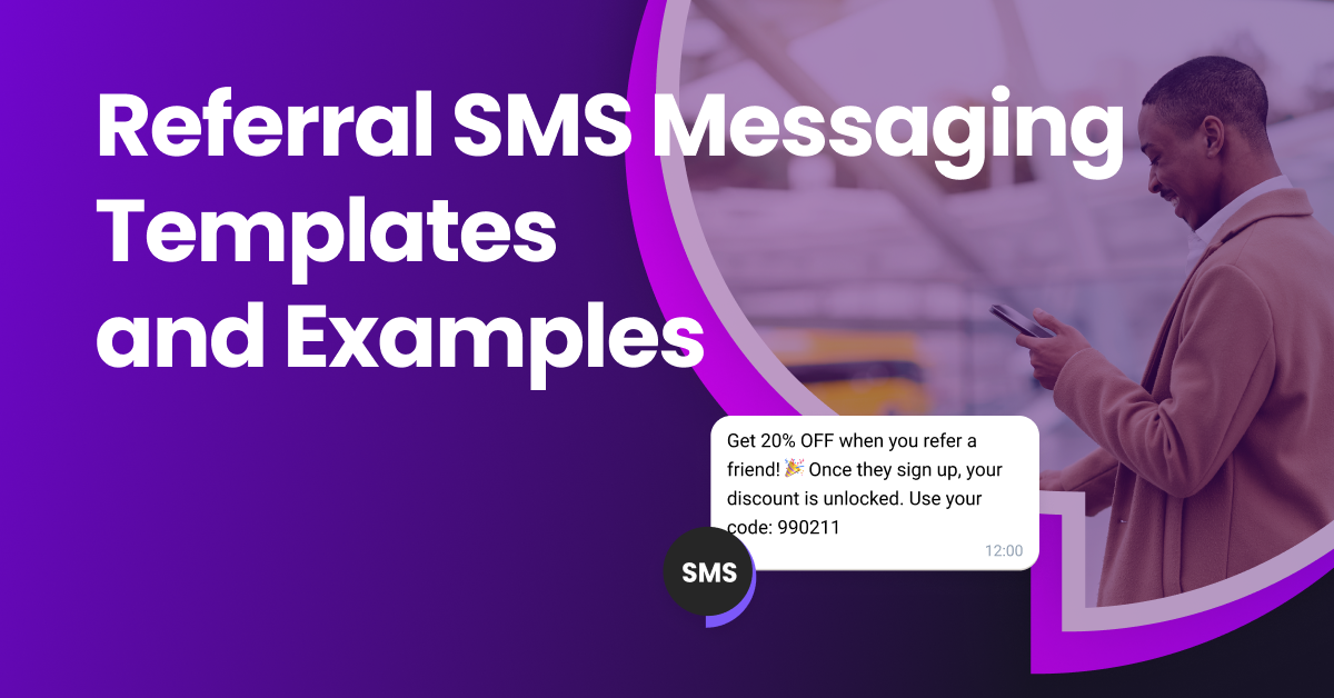  A girl looking at her phone, reading a promotional referral sms