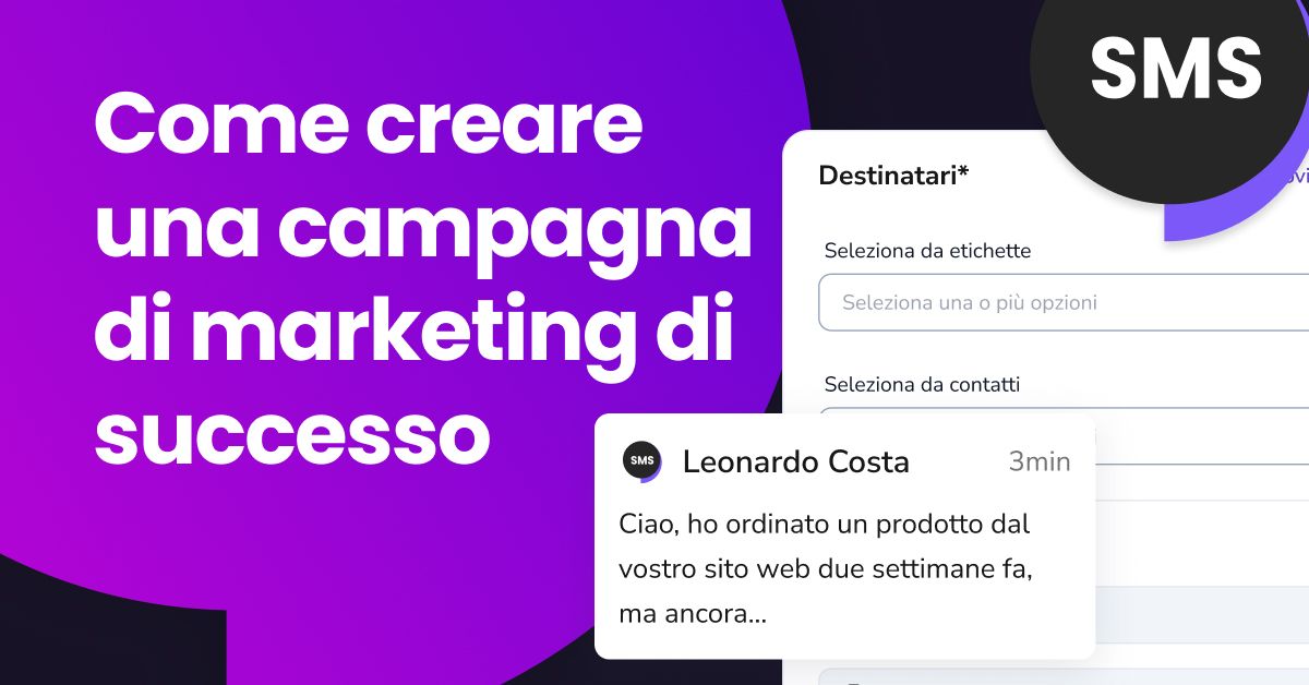Un telefono accanto al titolo "Come creare una campagna di marketing SMS di successo", che illustra cos'è una campagna di marketing SMS e come realizzarne una