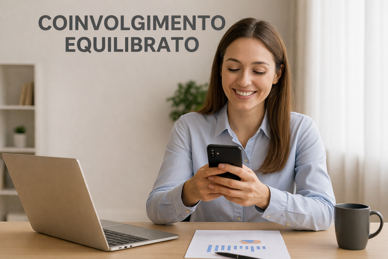 Cliente soddisfatto che legge i messaggi sul telefono sorridendo