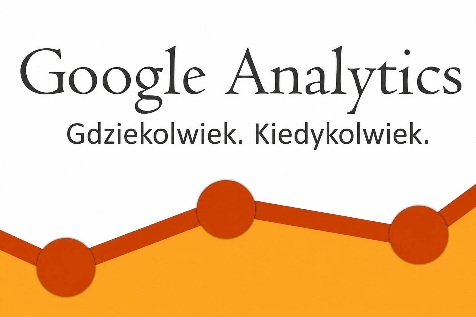 Wizualizacja Google Analytics z hasłem „Gdziekolwiek. Kiedykolwiek”.
