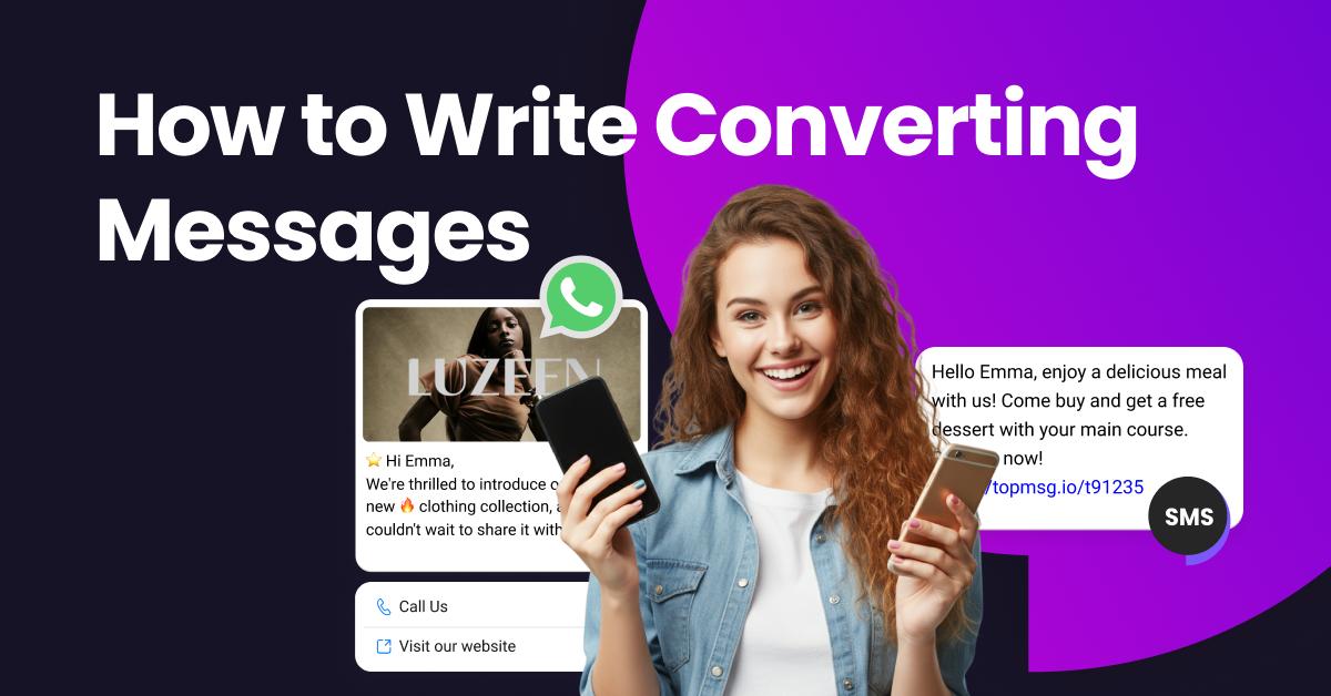 A girl holding 2 mobile phones, smiling because she got 2 brilliant marketing messages at the same time