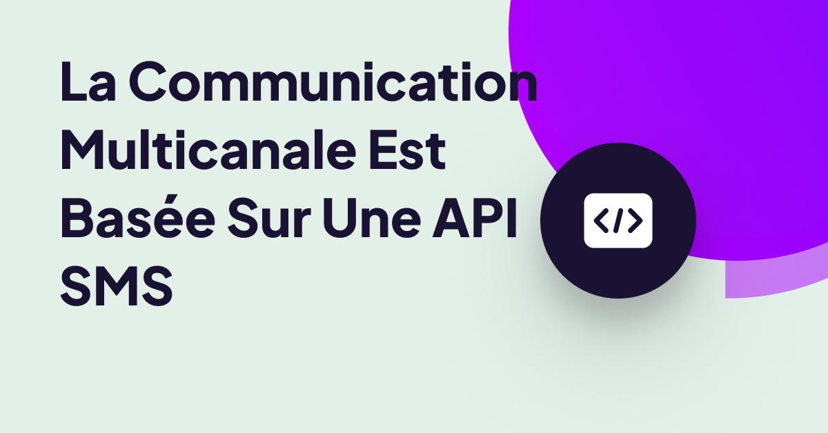 Graphique expliquant la communication multicanal basée sur l’API SMS avec un symbole de codage minimaliste et une interface utilisateur moderne.