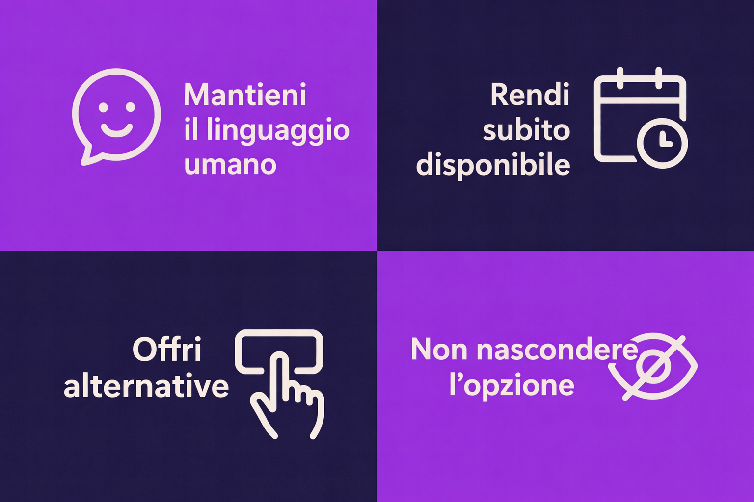 Una rappresentazione visiva che mostra 4 approcci ai messaggi di opt-out che mantengono gli utenti coinvolti.
