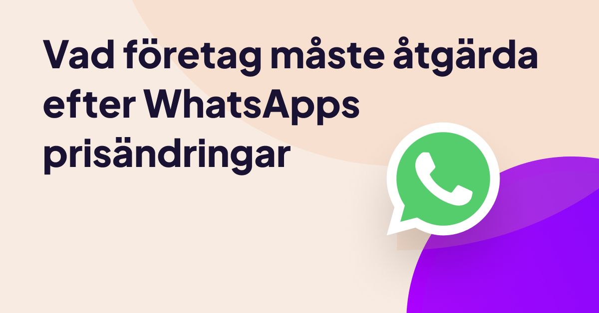 Grafik som illustrerar affärsstrategi­uppdateringar för WhatsApp-prisändringar, med WhatsApp-logotypen och fet rubriktext.